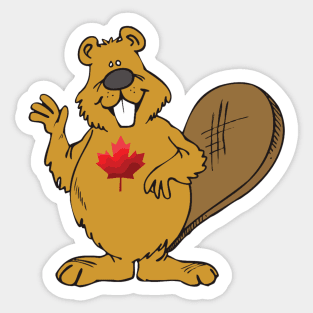 Canadian Beaver and Maple Leaf Sticker